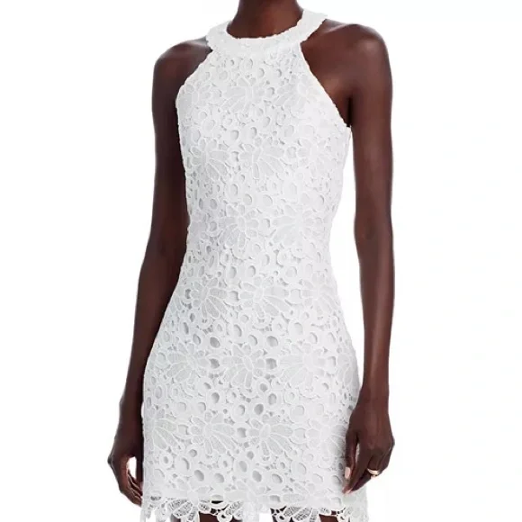 Aqua | Dresses | Aqua White Halter Lace Dress Nwt | Poshmark